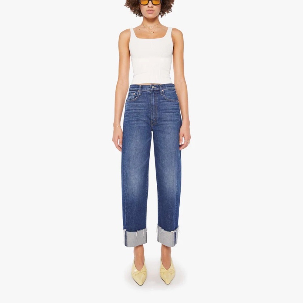 Mother half pipe ankle cuff fray jeans
